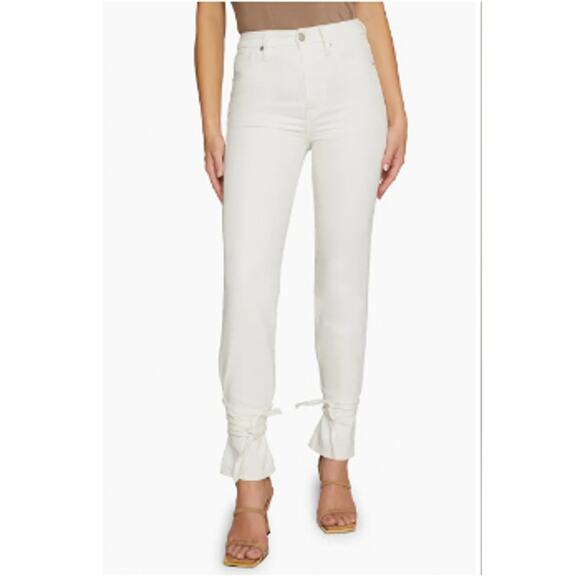 Good American Good Boy Ankle Wrap Pants White Denim Curvy Jeans | Sz 2 / 26 NEW! - Picture 2 of 12